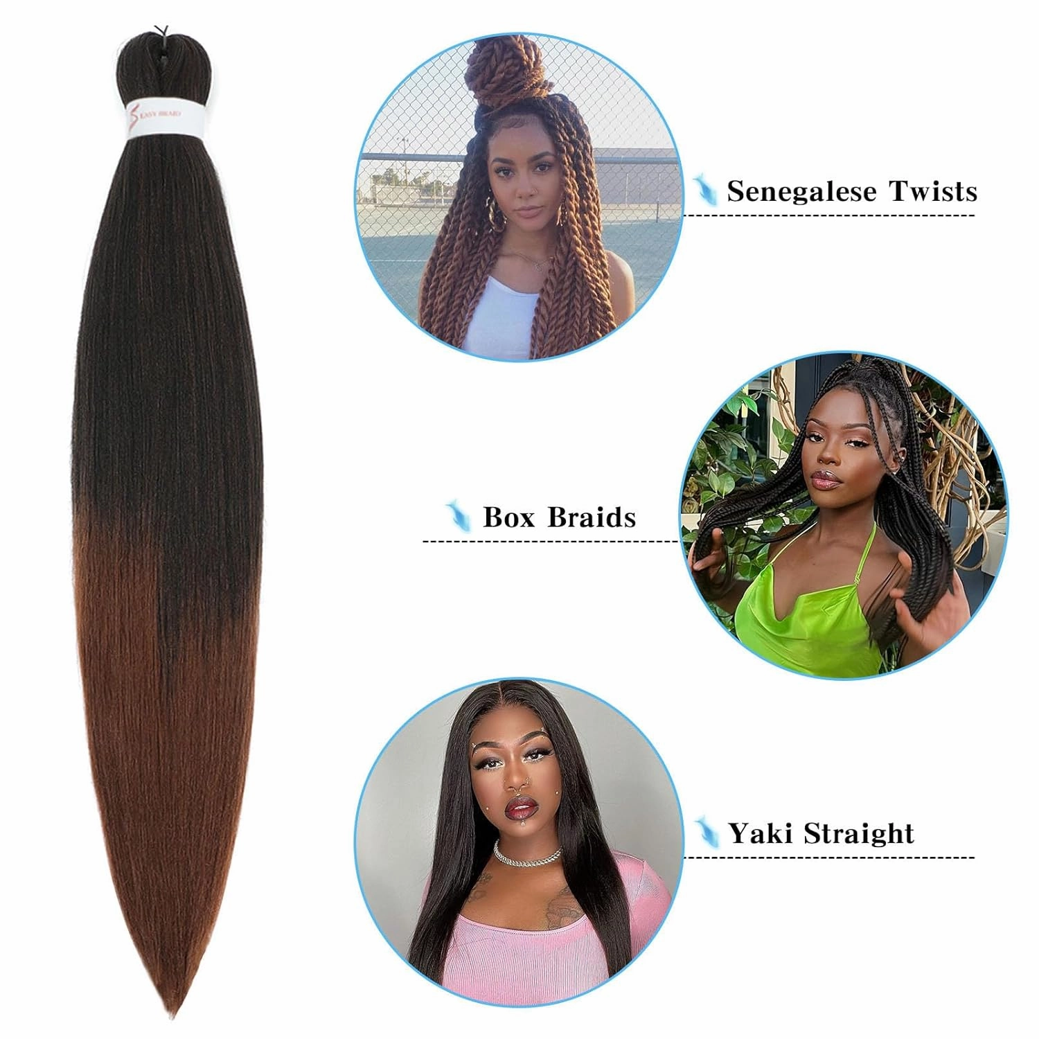 Braiding Hair Pre Stretched 30 Inch 8 Pack Braiding Hair Extensions Itch Free Soft Yaki Texture Hot Water Setting Synthetic Crochet Hair For Women Girls (30Inch,1B/30)