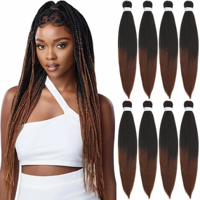 Braiding Hair Pre Stretched 30 Inch 8 Pack Braiding Hair Extensions Itch Free Soft Yaki Texture Hot Water Setting Synthetic Crochet Hair For Women Girls (30Inch,1B/30)