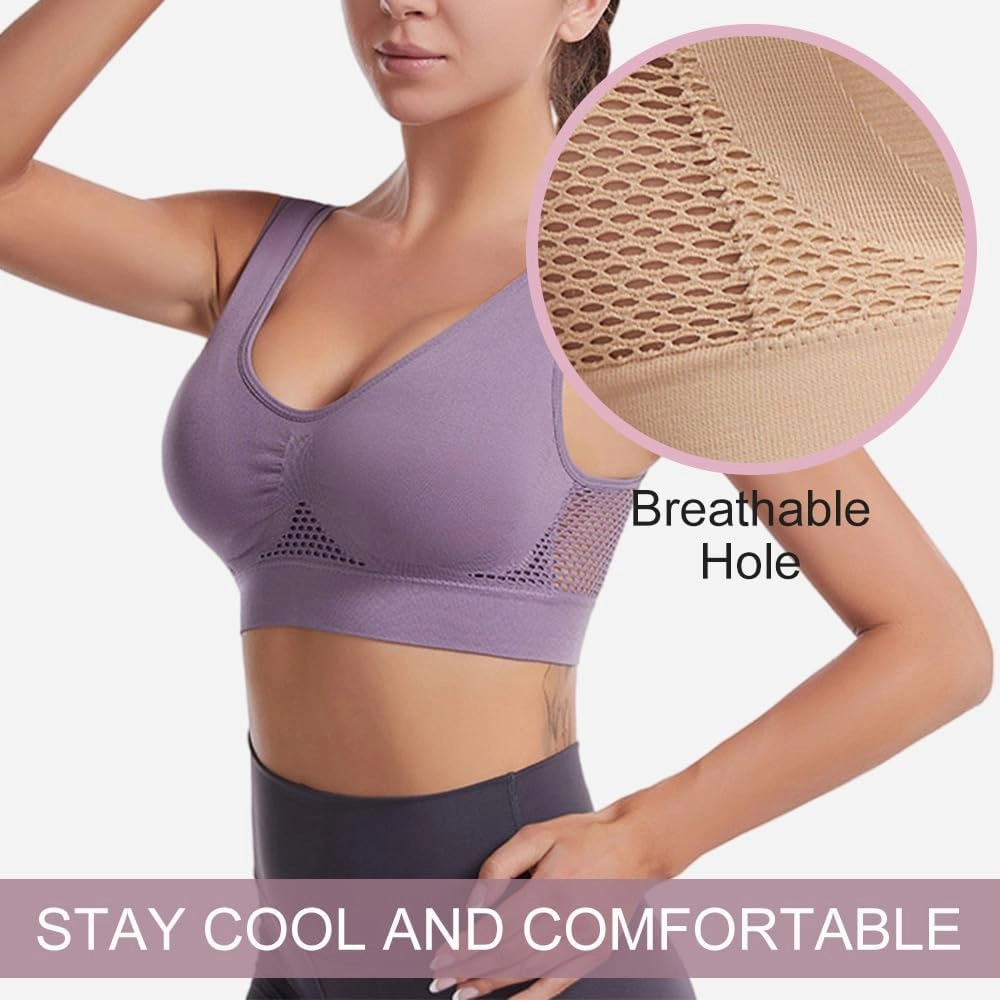 Breathable Cool Liftup Air Bra 2025 Upgrade Wireless Mesh Sport Bras for Women, Soft Anti Sagging Comfortable Bras