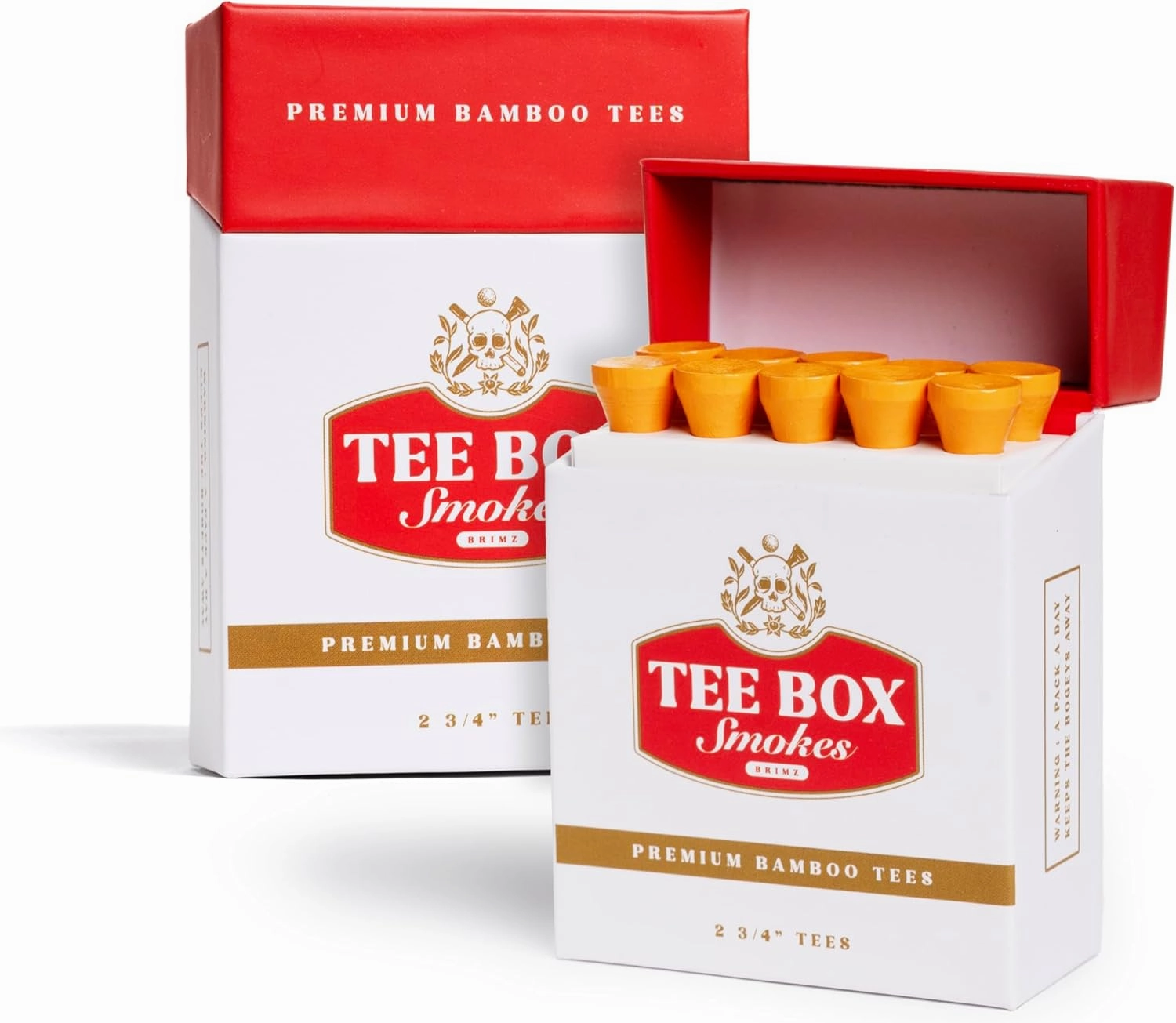 BRIMZ Tee Box Smokes - Premium Bamboo Golf Tees - Funny Golf Gifts & Accessories - Reusable Magnetic Box - Durable, Biodegradable 2 ¾ Golf Tees (Big Pack   Refill Bag - 100 Tees Total)