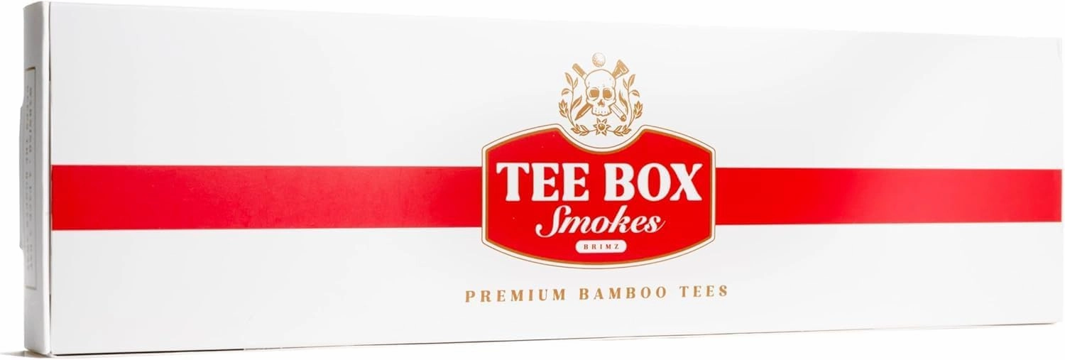 BRIMZ Tee Box Smokes - Premium Bamboo Golf Tees - Funny Golf Gifts & Accessories - Reusable Magnetic Box - Durable, Biodegradable 2 ¾ Golf Tees (Big Pack   Refill Bag - 100 Tees Total)