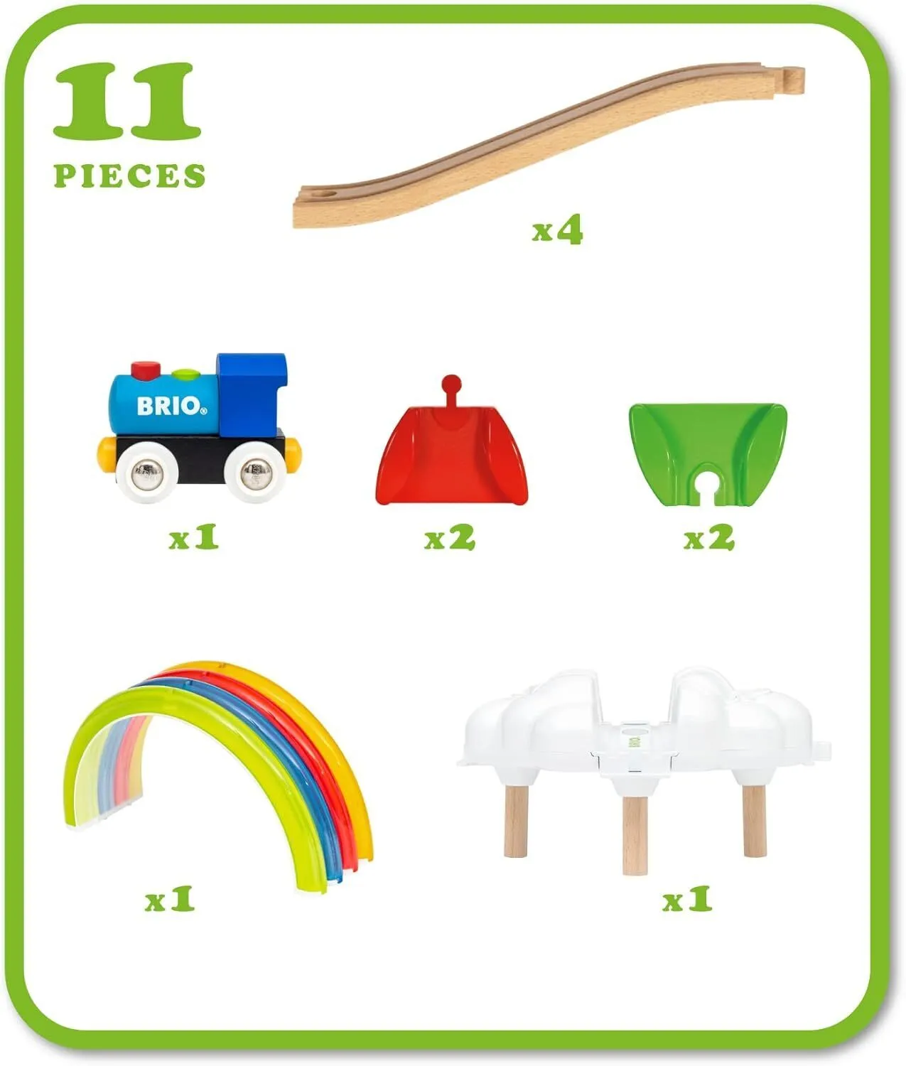 BRIO My First Railway Light Up Rainbow Set 11 Pieces With Light and Sound Toddler Toys Best Seller 18m 