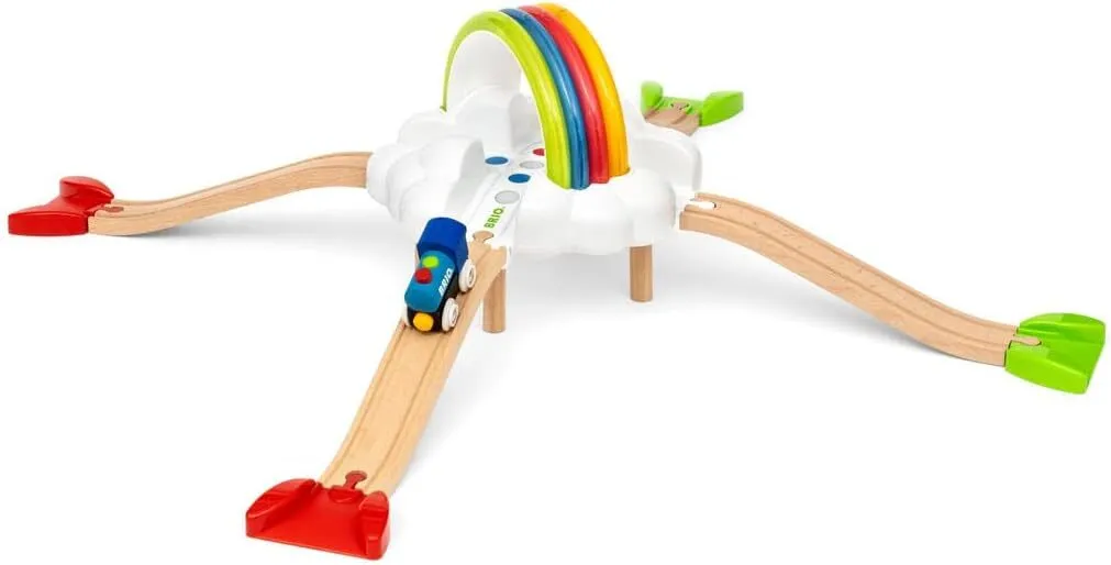 BRIO My First Railway Light Up Rainbow Set 11 Pieces With Light and Sound Toddler Toys Best Seller 18m 
