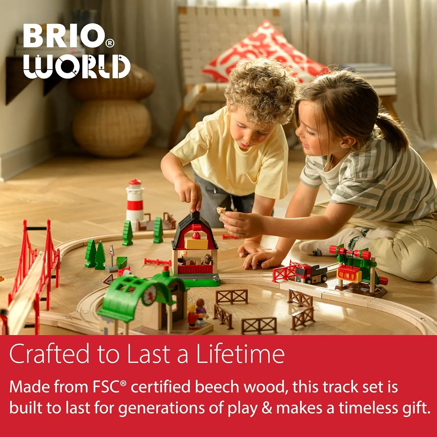 BRIO World 33214 - Freight Battery Engine - Engaging Wooden Toy Train Set for Kids Age 3 and Up | Battery Powered | Interactive Play | Ideal