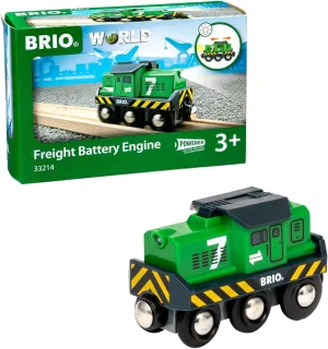 BRIO World 33214 - Freight Battery Engine - Engaging Wooden Toy Train Set for Kids Age 3 and Up | Battery Powered | Interactive Play | Ideal