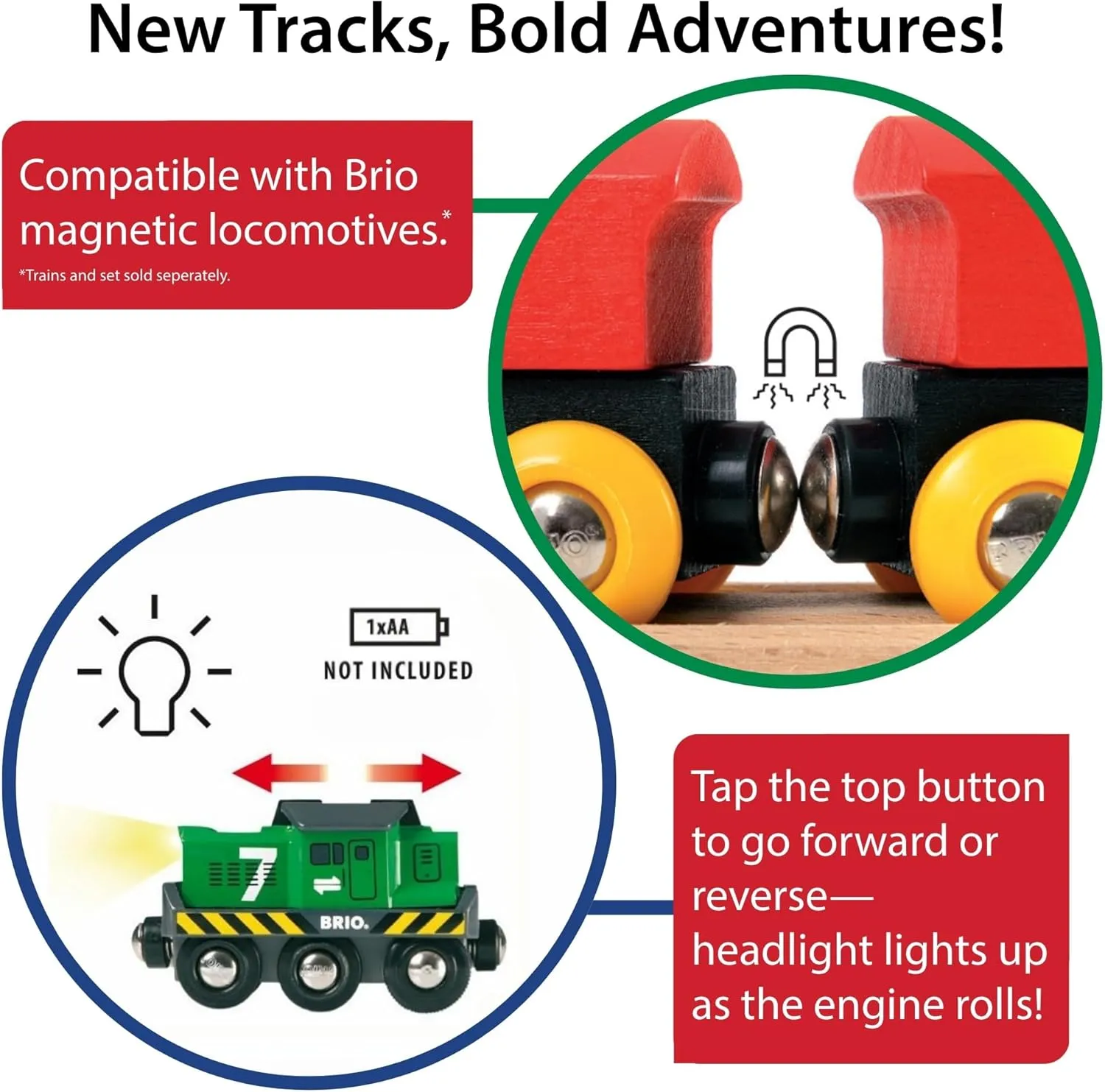 BRIO World 33214 - Freight Battery Engine - Engaging Wooden Toy Train Set for Kids Age 3 and Up | Battery Powered | Interactive Play | Ideal