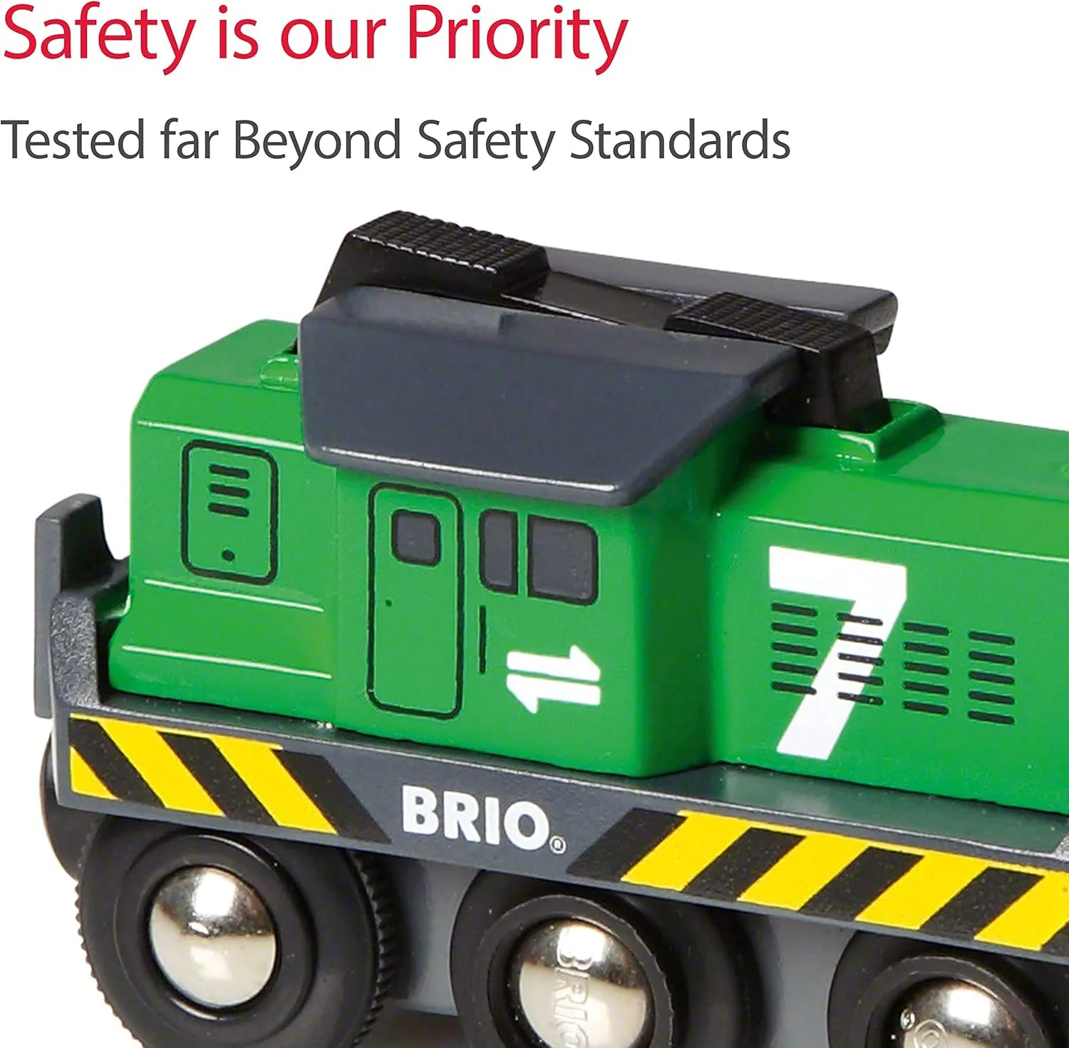 BRIO World 33214 - Freight Battery Engine - Engaging Wooden Toy Train Set for Kids Age 3 and Up | Battery Powered | Interactive Play | Ideal