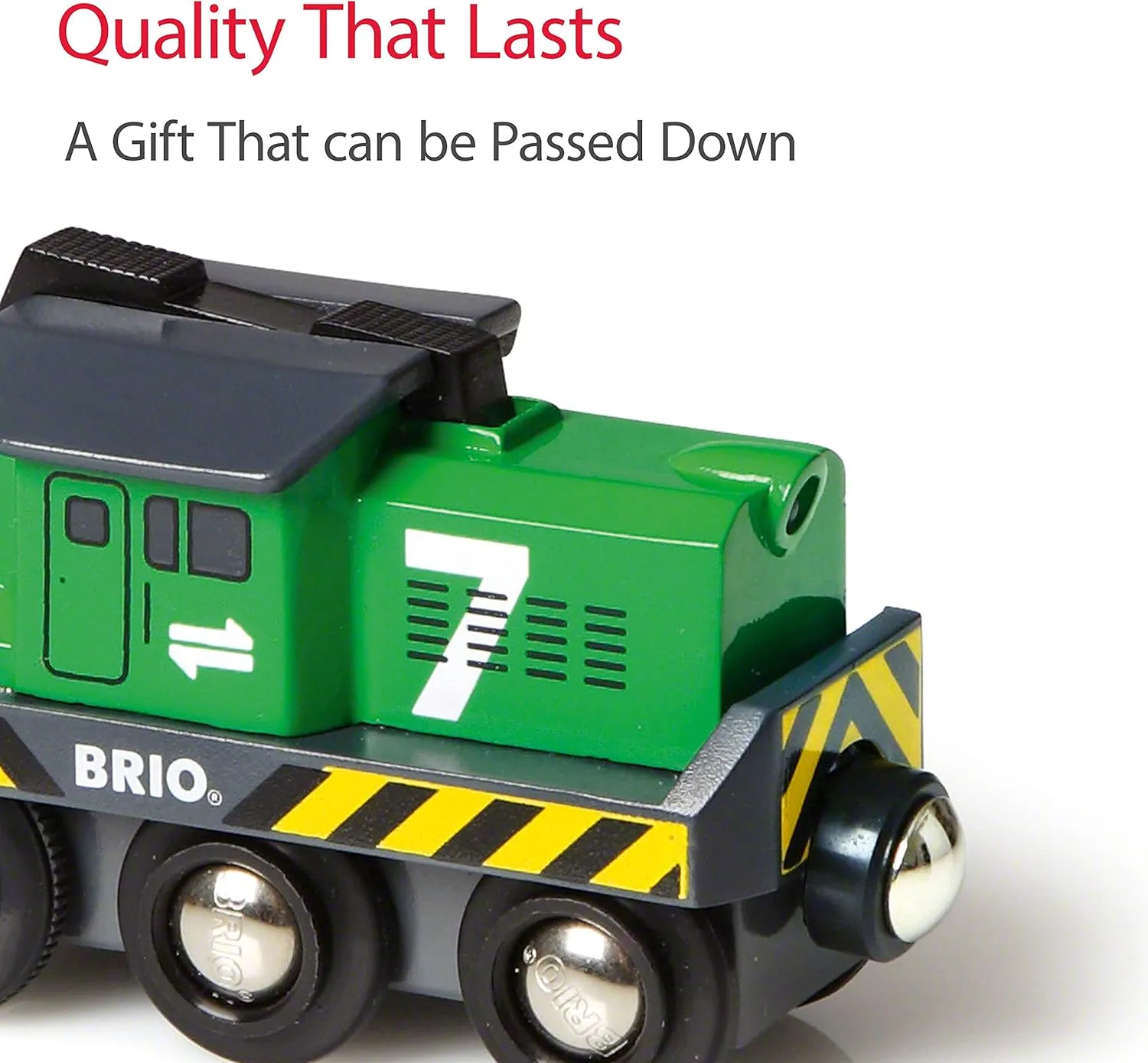 BRIO World 33214 - Freight Battery Engine - Engaging Wooden Toy Train Set for Kids Age 3 and Up | Battery Powered | Interactive Play | Ideal