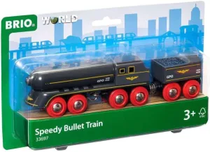 BRIO World - 33697 Speedy Bullet Train - Engaging 2-Piece Wooden Toy Train Set | Ideal for Kids Age 3  | Enhances Motor Skills | Compatible Railway Toys | FSC Certified Materials