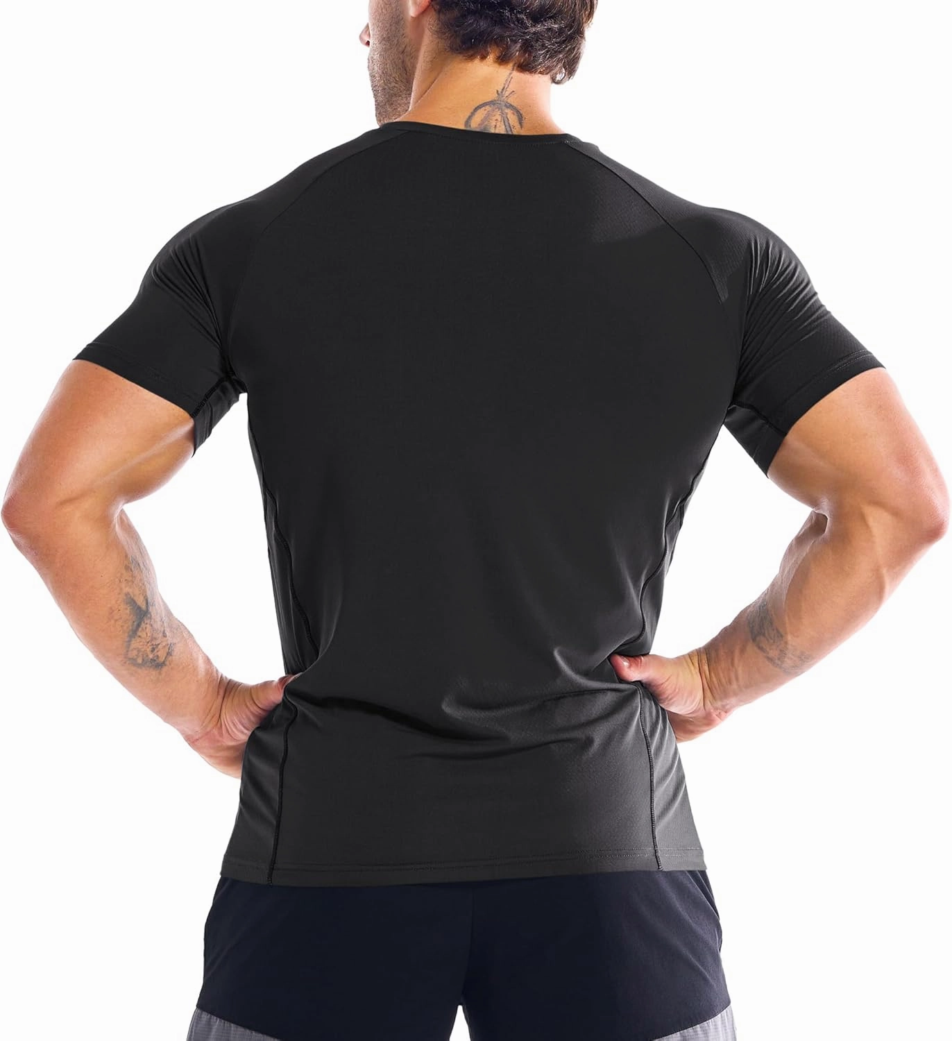 BROKIG Men's DiamondGrid Workout Gym Shirt-Breathable Short Sleeve Muscle Tee,Quick Dry Crewneck Top for Bodybuilding