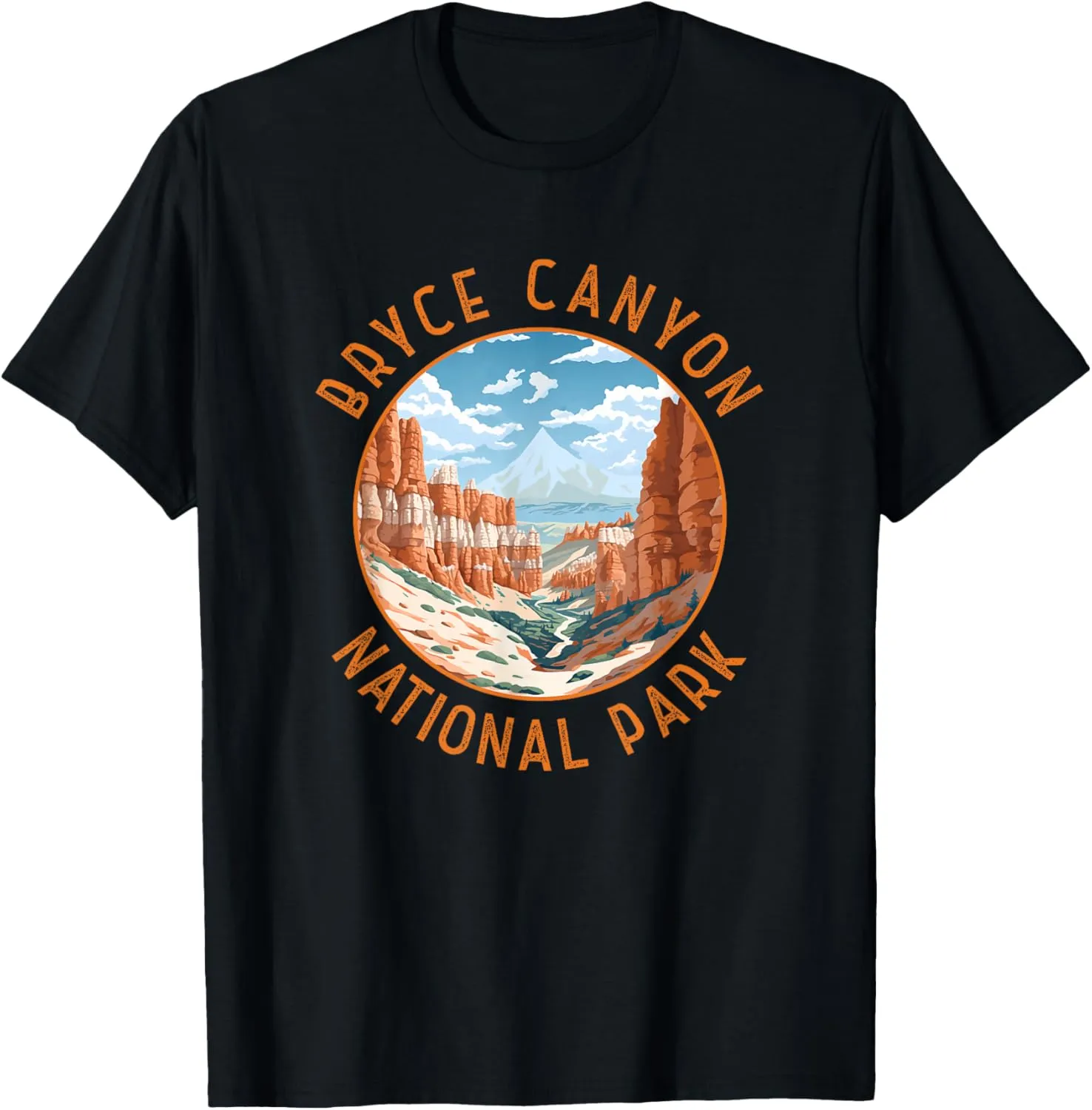Bryce Canyon National Park Illustration Distressed Circle T-Shirt
