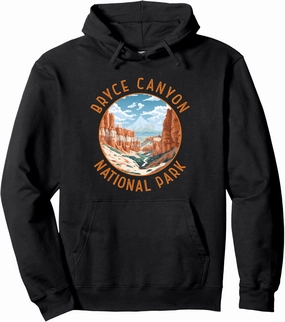 Bryce Canyon National Park Illustration Distressed Circle Pullover Hoodie