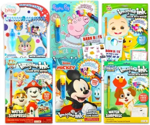 Bulk Paint with Water Coloring Books for Kids, Toddlers - 20  Reusable Watercolor Reveal Activity Set with Brushes, Elmo, Cocomelon, Paw Patrol, Disney Mickey Mouse, Peppa | Mess-Free Activity Set