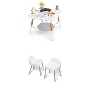 Bundle of Skip Hop Discoverosity Montessori-Inspired 3-Stage Activity Center & Play Table for Baby Ages 4m    Skip Hop Toddler's Activity Chairs, White