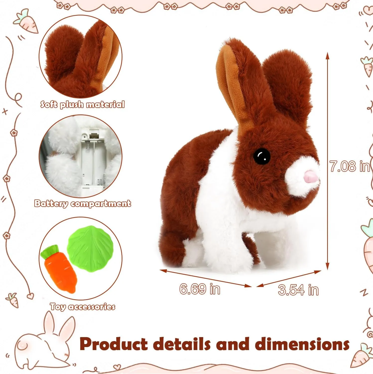 Bunny Toys for Kids, Realistic Rabbit Toys with Jumping Action, Wiggling Ears, Twitching Mouth and Nose, Ideal Easter Gifts for Toddlers Kids Aged 3 4 5 6 Years Old