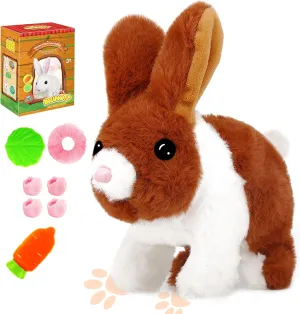 Bunny Toys for Kids, Realistic Rabbit Toys with Jumping Action, Wiggling Ears, Twitching Mouth and Nose, Ideal Easter Gifts for Toddlers Kids Aged 3 4 5 6 Years Old