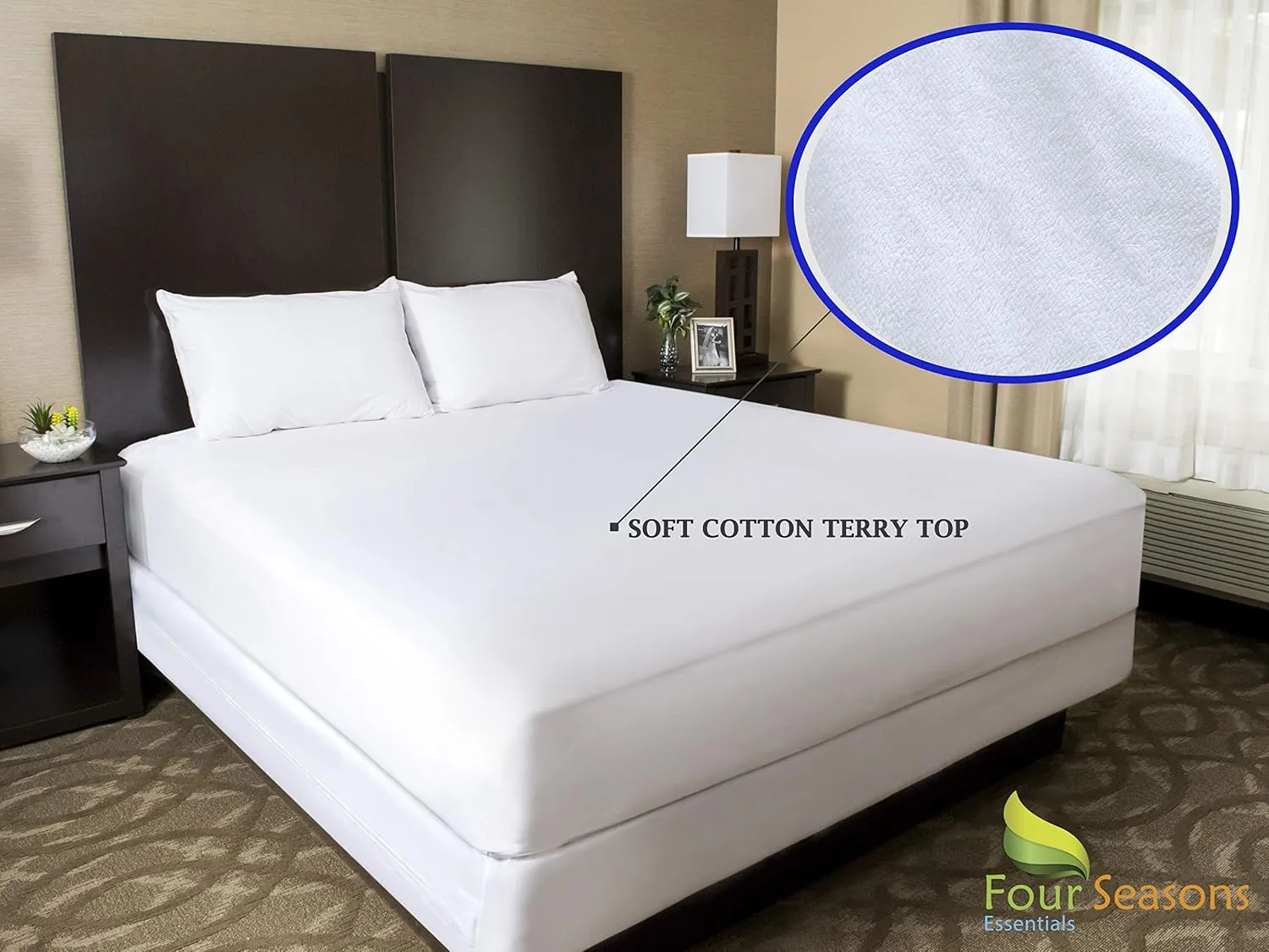 California King Size Zippered Mattress Protector - Waterproof Mattress Cover - Hypoallergenic Dust Allergy Proof Bed Encasement - Deep Pocket Cotton Terry Top White