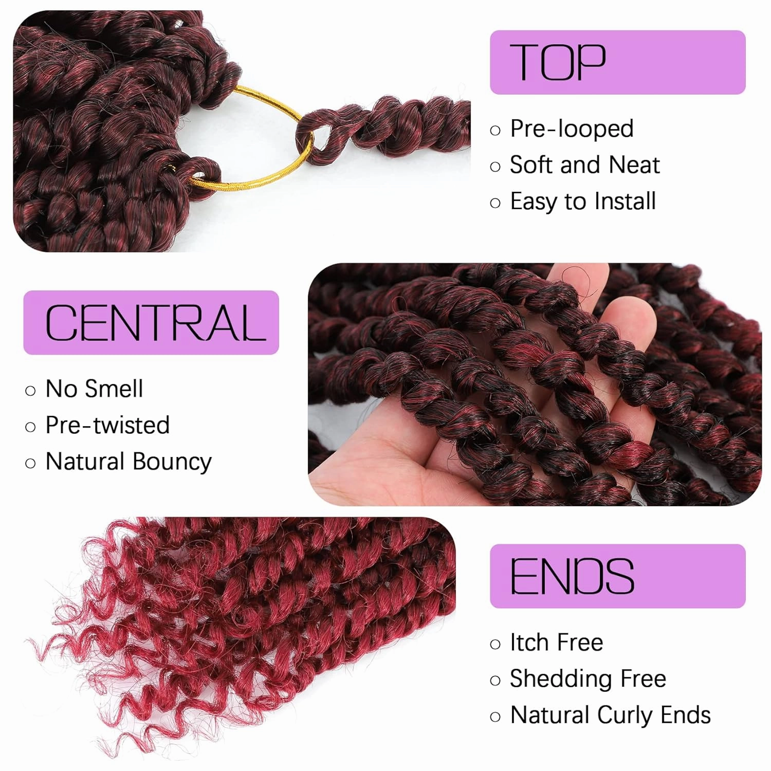 Callia Passion Twist Crochet Hair 10 Inch Passion Twist Hair 9Packs PreLooped Crochet Hair For Black Women Pretwisted Crochet Passion Twist Hair Tbug