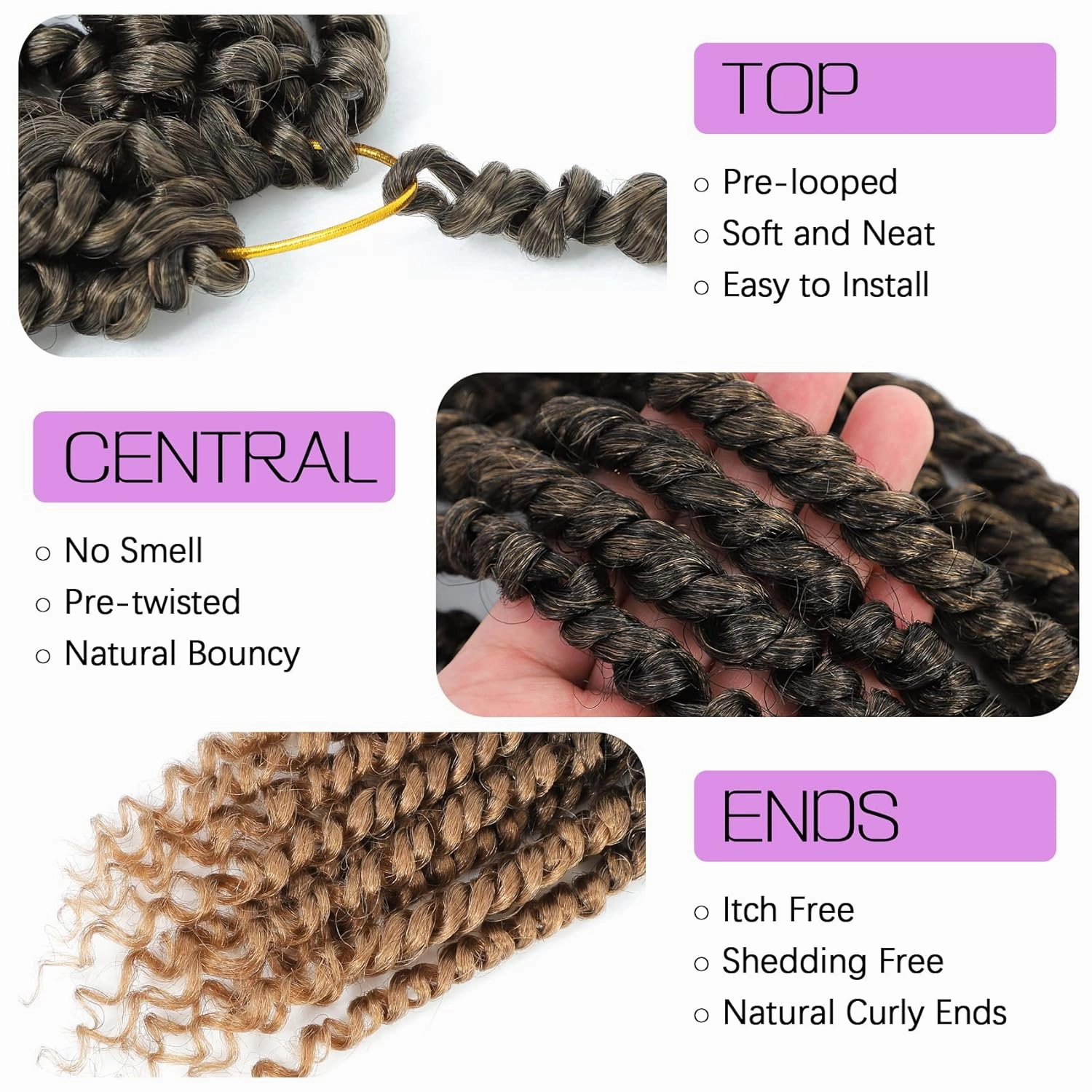 Callia Passion Twist Hair 10 Inch Passion Twist Crochet Hair for Black Women 9 Packs Crochet passion twist hair pre looped crochet hair T27