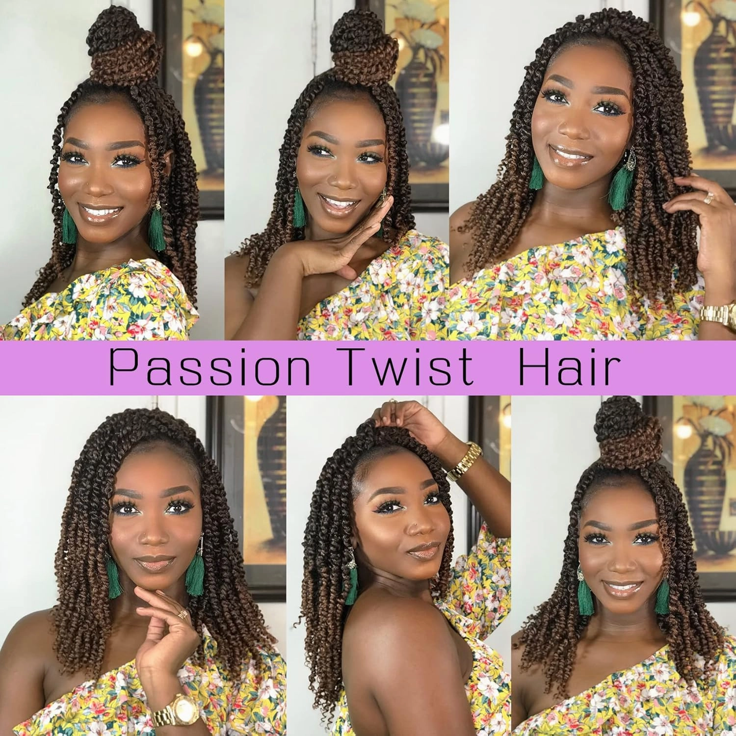 Callia Passion Twist Hair 12 Inch 9 Packs Pre twisted Passion Twist Crochet Hair Pre Looped Crochet Hair for Black Women, Soft Crochet Passion Twist Hair #4