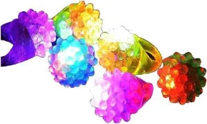 C&H Solutions Novelty 72 ct Flashing LED Bumpy Rings Blinking Soft Jelly Glow by C&H®