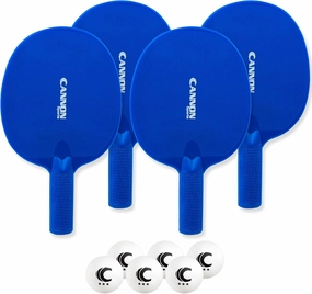 Cannon Sports Unbreakable Table Tennis Paddle Set - 2 or 4 Table Tennis Rackets with 6 Pack of 3-Star Table Tennis Balls – Portable Set for 2-4 Players