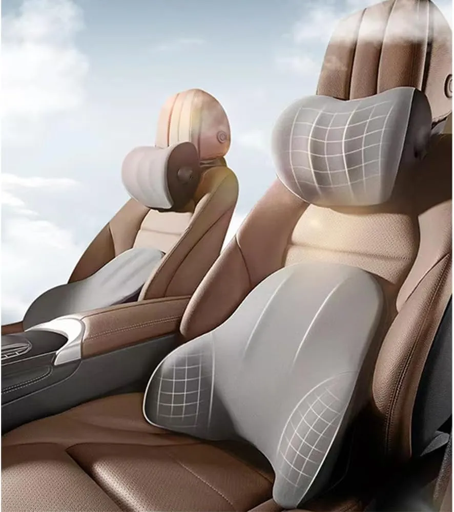 Car Neck Pillow Lumbar Support for Suzuki Vitra 2014-2019 Firm Comfortable Adjustable Removable Breathable Soft Memory Foam Relieve Body Pain,Black-C