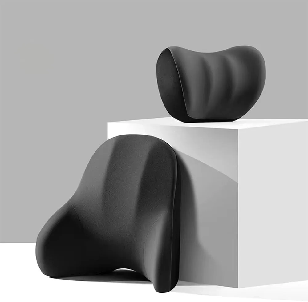 Car Neck Pillow Lumbar Support for Suzuki Vitra 2014-2019 Firm Comfortable Adjustable Removable Breathable Soft Memory Foam Relieve Body Pain,Black-C