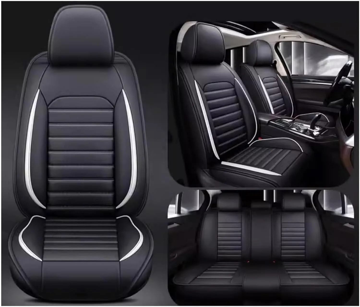 Car Seat Covers Full Set for Ligier JS50 2000-2024, Universal Leather Car Seat Cover Waterproof Custom Automotive Seat Covers Protector(White)