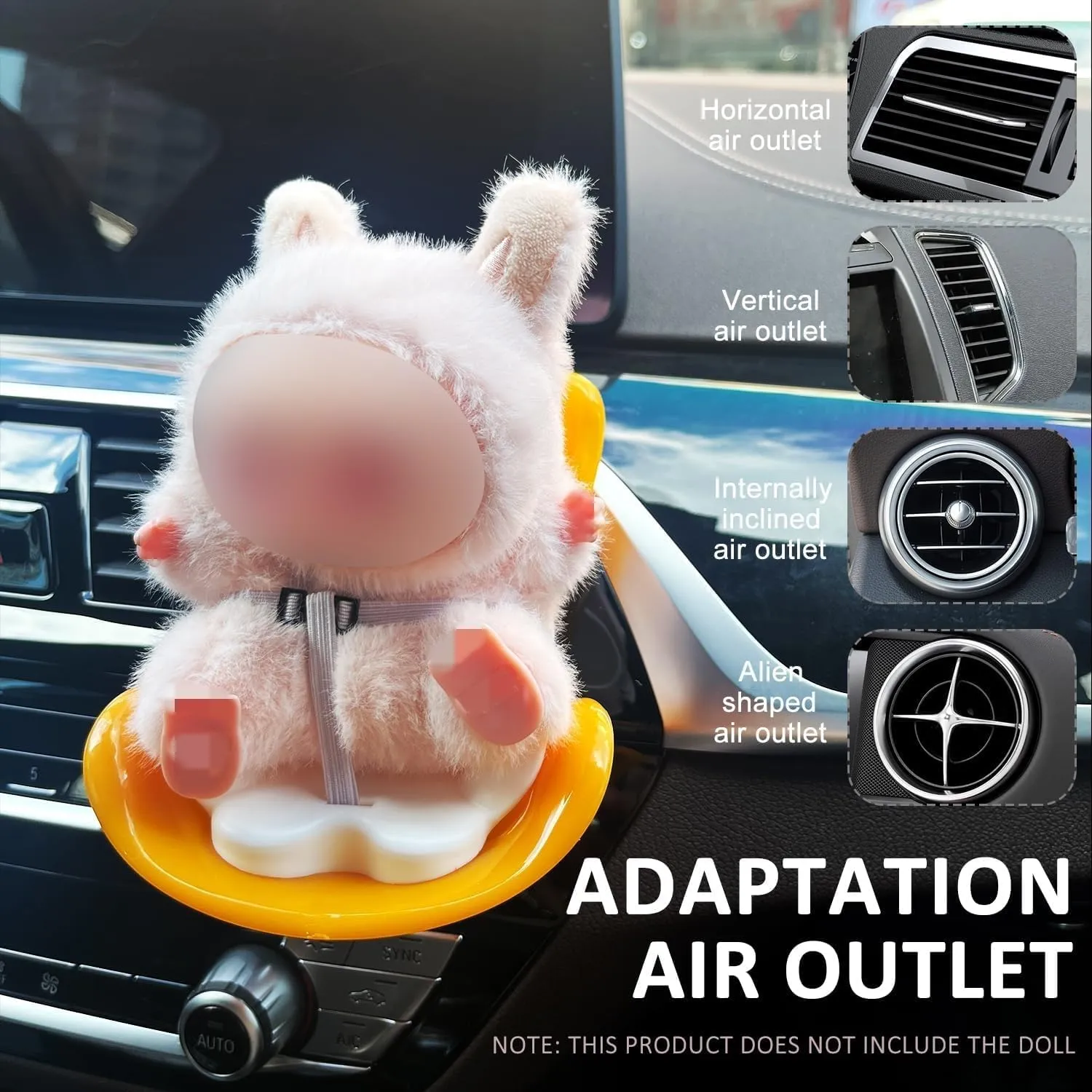 Car Seat for Dolls with Desktop Stand for Display,Clip on Car Air Vent,Cute Chair Seat Accessories (Yellow)