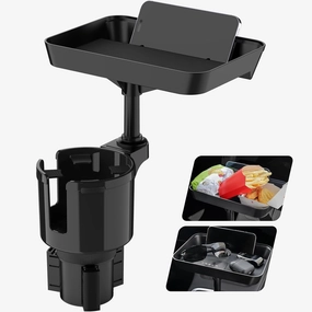 Car Cup Holder Tray, Cup Holder Expander Adapter for Car, 9.5” Car Food Tray Table for Eating, Fits Yeti, Hydro Flask 16-46 oz