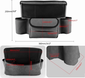 Car Organizer, Leather Large Capacity Car Purse Holder Between Seats, Seat Back Net Bag Double-sided Tissue Storage Handbag Holder Car Divider (Black)