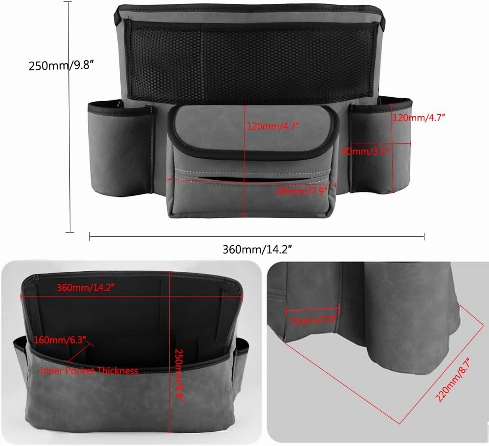 Car Organizer, Leather Large Capacity Car Purse Holder Between Seats, Seat Back Net Bag Double-sided Tissue Storage Handbag Holder Car Divider (Black)