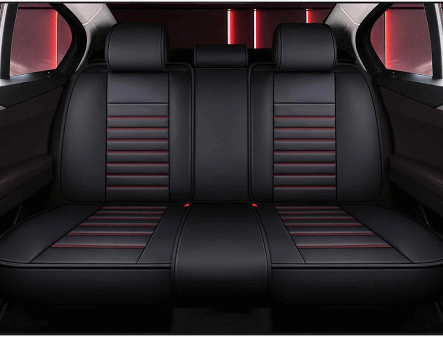 Car Seat Covers Full Set for Ligier JS50 2000-2024, Universal Leather Car Seat Cover Waterproof Custom Automotive Seat Covers Protector(Red)