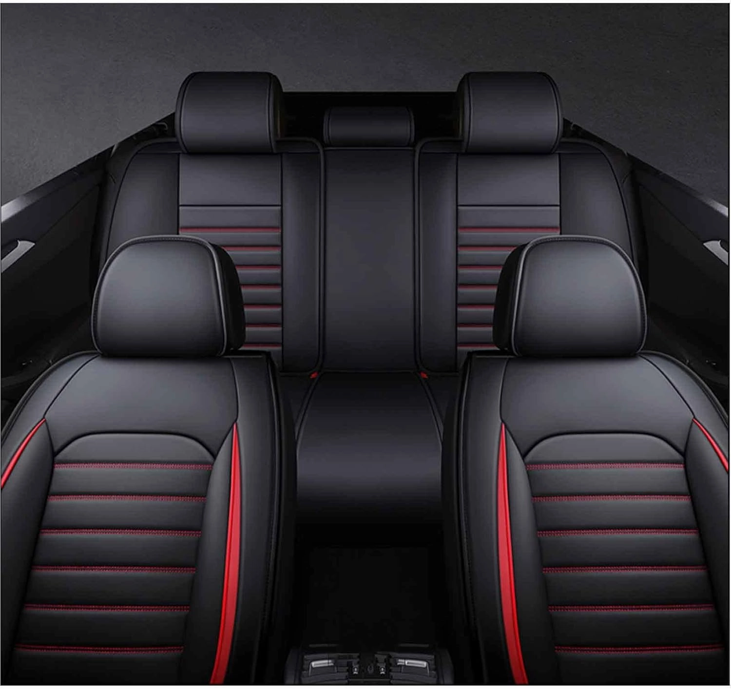 Car Seat Covers Full Set for Ligier JS50 2000-2024, Universal Leather Car Seat Cover Waterproof Custom Automotive Seat Covers Protector(Red)