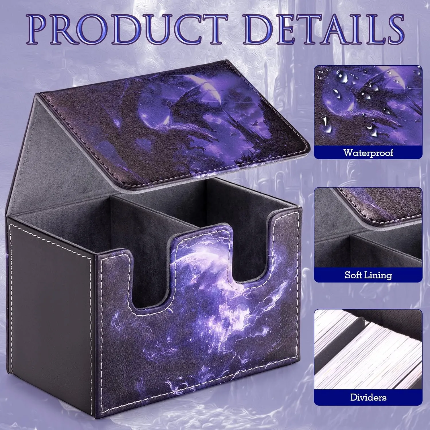 Card Deck Box compatible with MTG Card - Holds 220  Single Sleeved Cards, Trading Card Storage Box fits TCG/PTCG/YGO Cards, Sport Cards Deck Case with 2 Dividers - Midnight Dragon