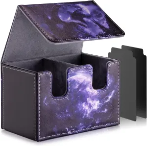 Card Deck Box compatible with MTG Card - Holds 220  Single Sleeved Cards, Trading Card Storage Box fits TCG/PTCG/YGO Cards, Sport Cards Deck Case with 2 Dividers - Midnight Dragon