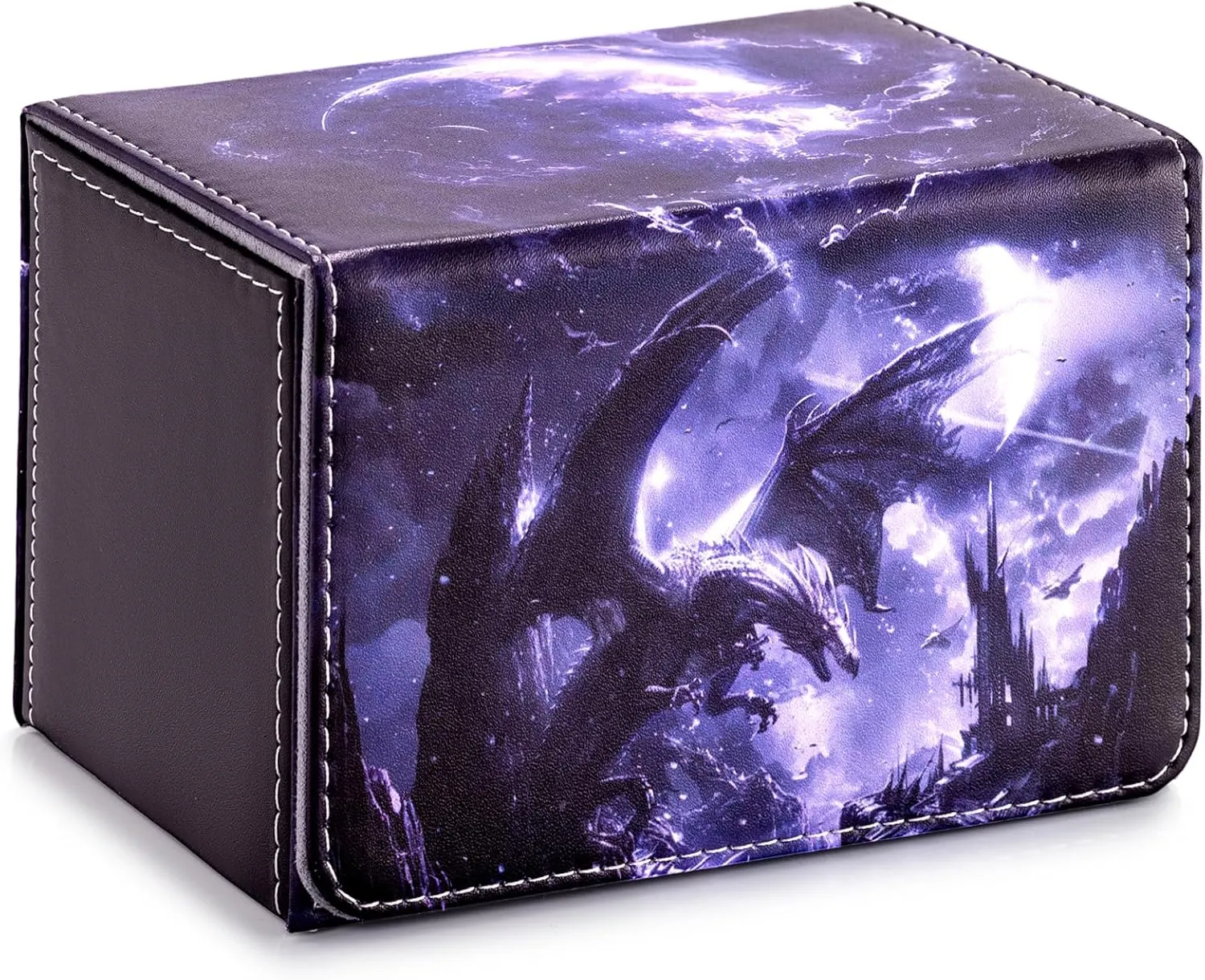 Card Deck Box compatible with MTG Card - Holds 220  Single Sleeved Cards, Trading Card Storage Box fits TCG/PTCG/YGO Cards, Sport Cards Deck Case with 2 Dividers - Midnight Dragon
