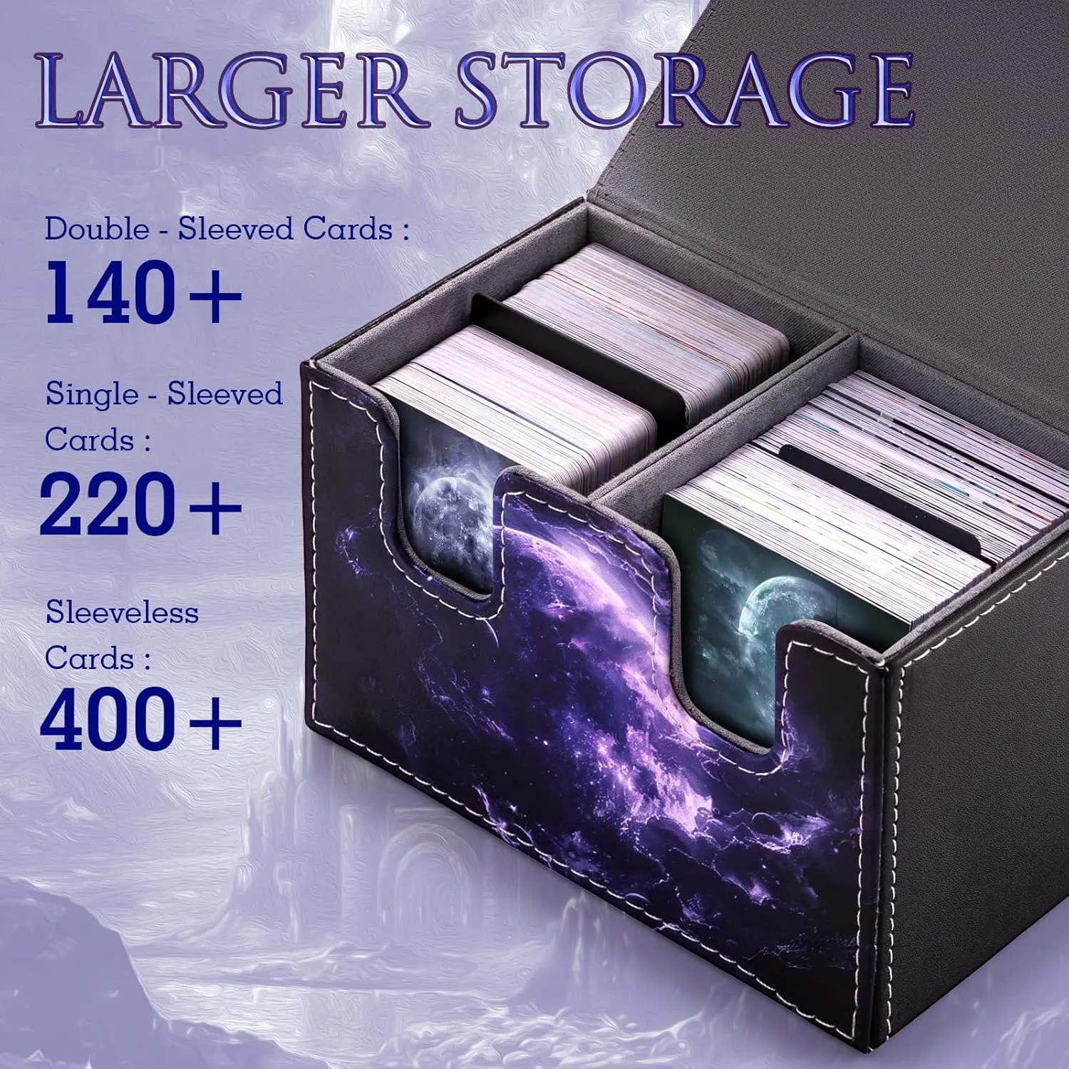 Card Deck Box compatible with MTG Card - Holds 220  Single Sleeved Cards, Trading Card Storage Box fits TCG/PTCG/YGO Cards, Sport Cards Deck Case with 2 Dividers - Midnight Dragon