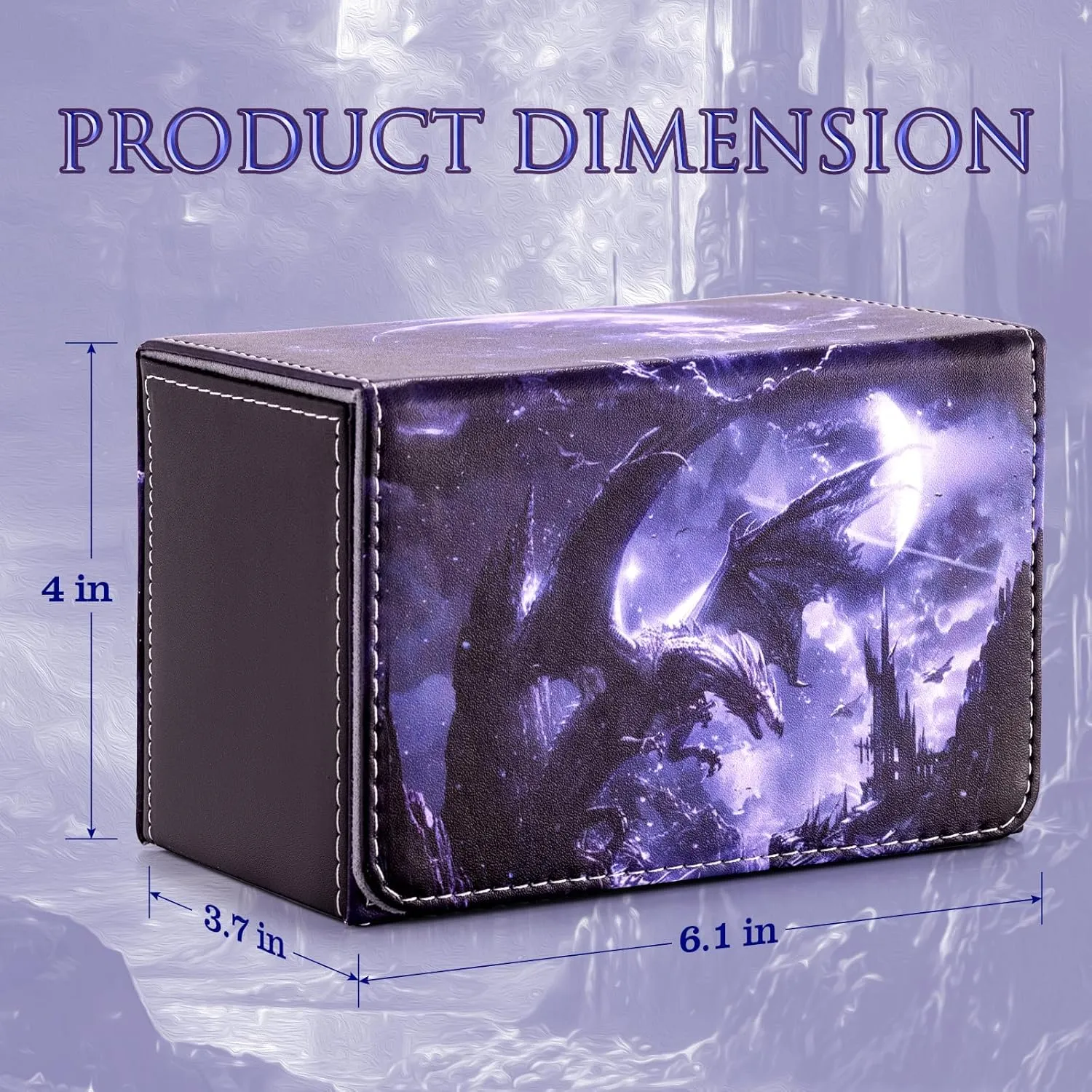 Card Deck Box compatible with MTG Card - Holds 220  Single Sleeved Cards, Trading Card Storage Box fits TCG/PTCG/YGO Cards, Sport Cards Deck Case with 2 Dividers - Midnight Dragon