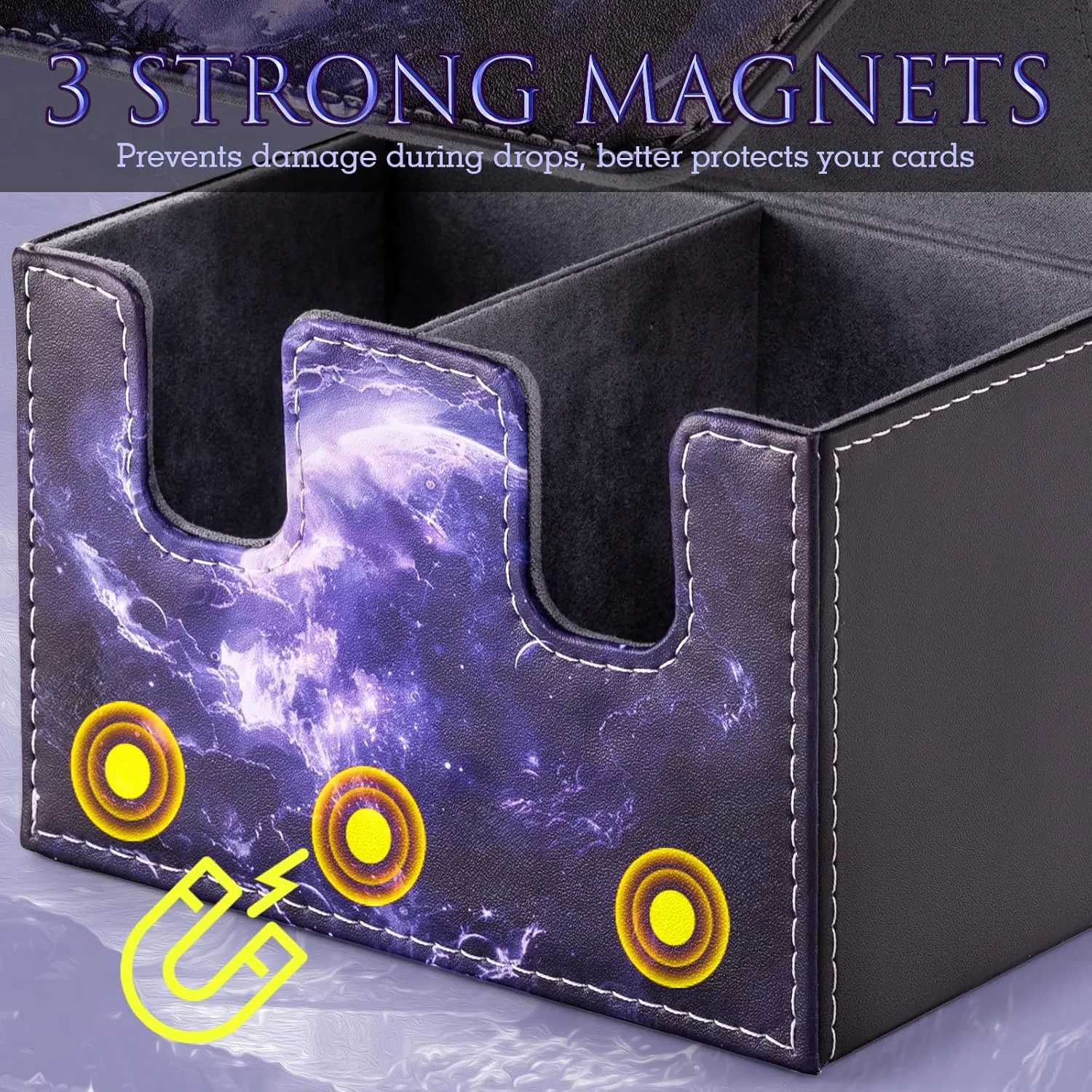 Card Deck Box compatible with MTG Card - Holds 220  Single Sleeved Cards, Trading Card Storage Box fits TCG/PTCG/YGO Cards, Sport Cards Deck Case with 2 Dividers - Midnight Dragon