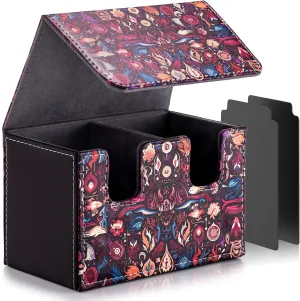 Card Deck Box compatible with MTG Card - Holds 220  Single Sleeved Cards, Trading Card Storage Box fits TCG/PTCG/YGO Cards, Sport Cards Deck Case with 2 Dividers - Mystic Enchanted Realm