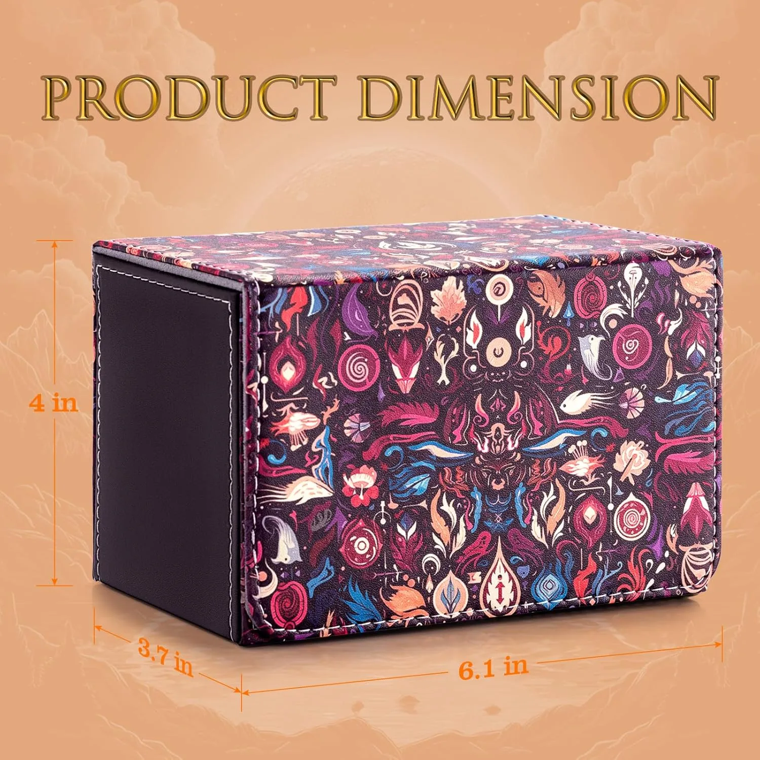 Card Deck Box compatible with MTG Card - Holds 220  Single Sleeved Cards, Trading Card Storage Box fits TCG/PTCG/YGO Cards, Sport Cards Deck Case with 2 Dividers - Mystic Enchanted Realm