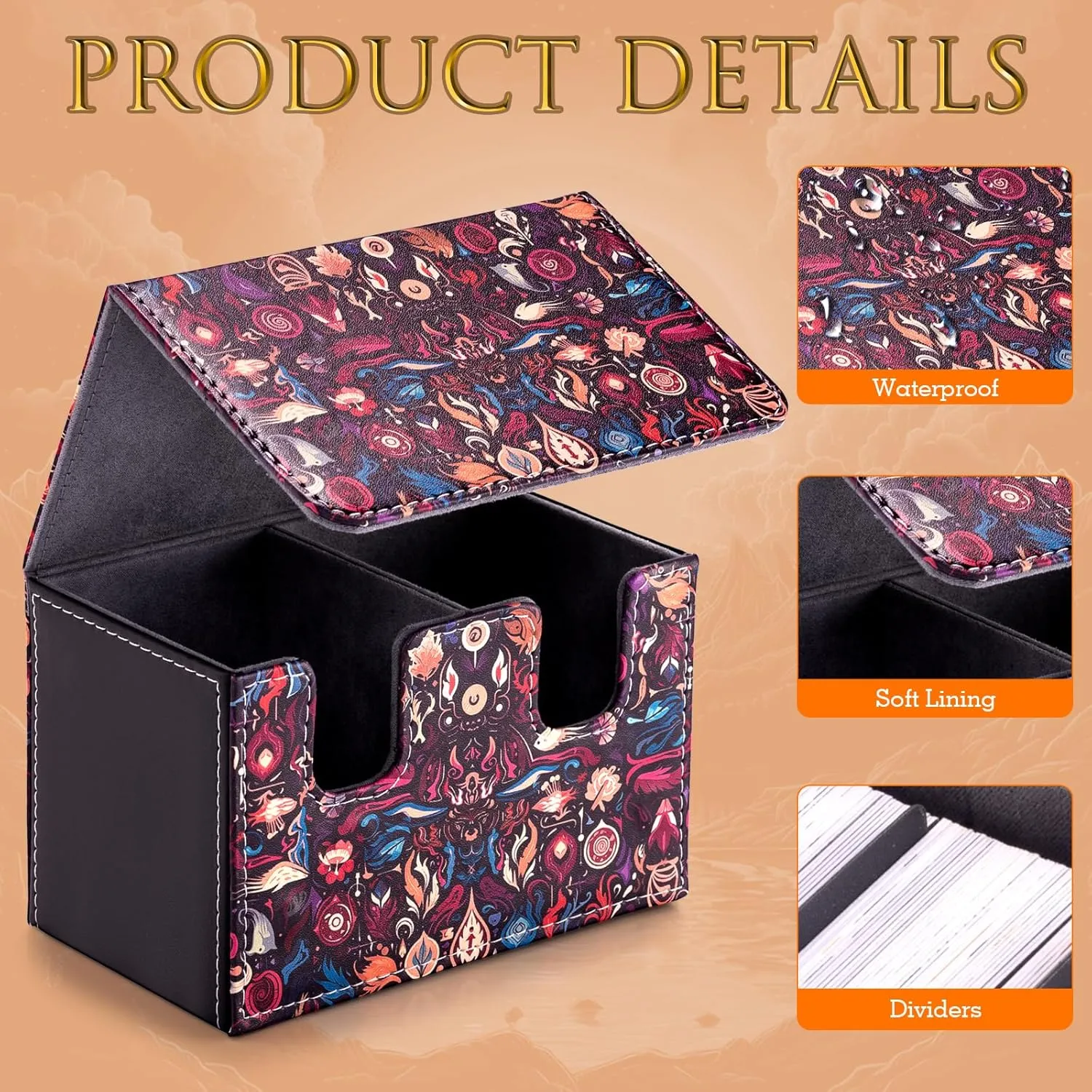 Card Deck Box compatible with MTG Card - Holds 220  Single Sleeved Cards, Trading Card Storage Box fits TCG/PTCG/YGO Cards, Sport Cards Deck Case with 2 Dividers - Mystic Enchanted Realm
