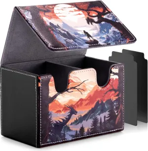 Card Deck Box compatible with MTG Card - Holds 220  Single Sleeved Cards, Trading Card Storage Box fits TCG/PTCG/YGO Cards, Sport Cards Deck Case with 2 Dividers - Warrior's Quest