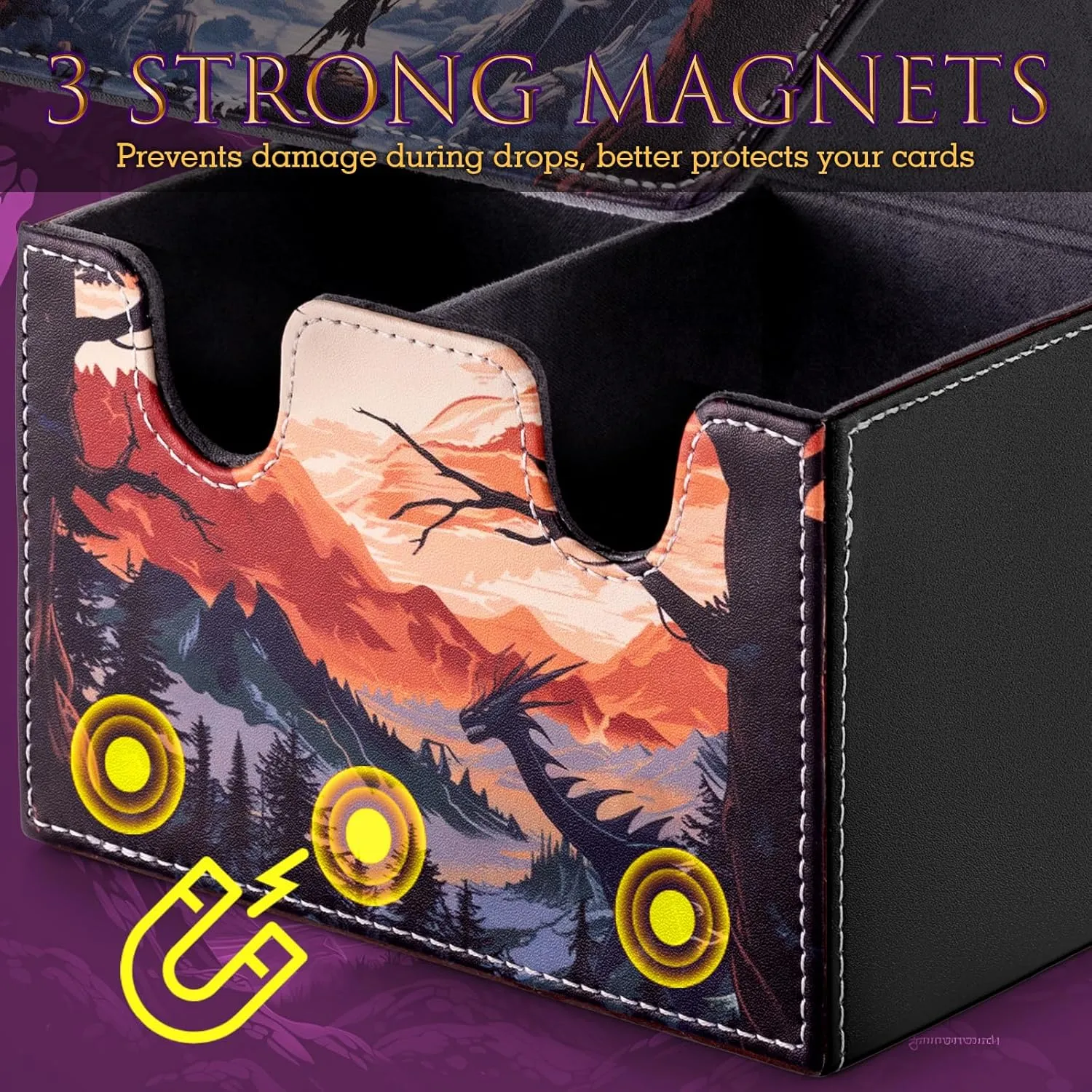 Card Deck Box compatible with MTG Card - Holds 220  Single Sleeved Cards, Trading Card Storage Box fits TCG/PTCG/YGO Cards, Sport Cards Deck Case with 2 Dividers - Warrior's Quest