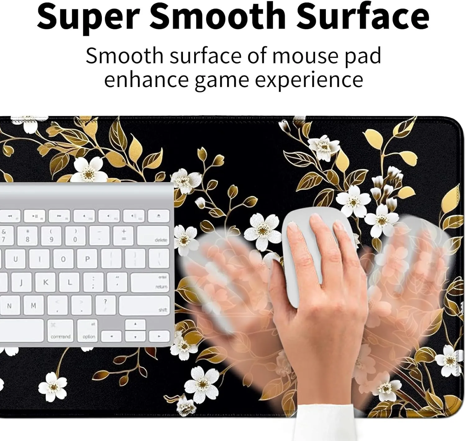 Card Mat for MTG & TCG Playmat Mouse Pad,23.6" x 13.8" Game Mat for MTG RPG CCG Trading Card Game Playmats Table Mat Perfect for Card Games Video Games Computer Office,White Flowers
