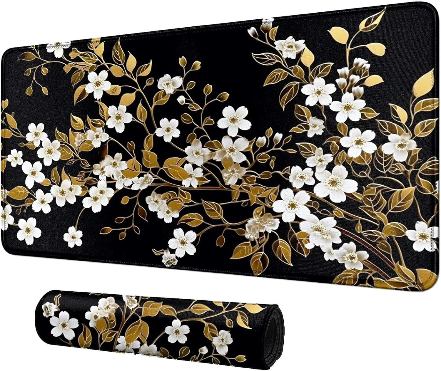 Card Mat for MTG & TCG Playmat Mouse Pad,23.6" x 13.8" Game Mat for MTG RPG CCG Trading Card Game Playmats Table Mat Perfect for Card Games Video Games Computer Office,White Flowers