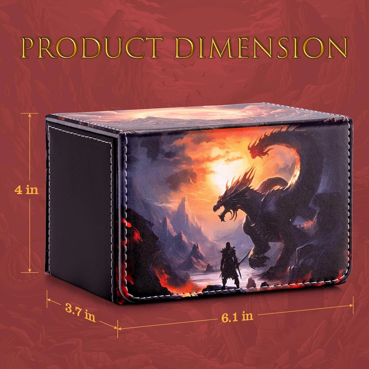 Card Deck Box compatible with MTG Card - Holds 220  Single Sleeved Cards, Trading Card Storage Box fits TCG/PTCG/YGO Cards, Sport Cards Deck Case with 2 Dividers - Dusk Dragonfire