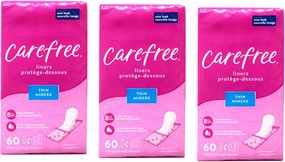 Carefree Acti-Fresh Body Shape Pantiliners Thin To Go Unscented - 60 Liners, Pack of 3